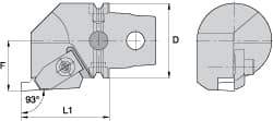 Kennametal - Insert Style NG 4L, 60mm Head Length, Left Hand Cut, Internal Modular Threading Cutting Unit Head - System Size KM63, 43mm Center to Cutting Edge, Series Top Notch - Apex Tool & Supply