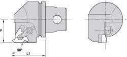 Kennametal - Insert Style LT 16EL, 35mm Head Length, Left Hand Cut, External Modular Threading Cutting Unit Head - System Size KM32, 22mm Center to Cutting Edge, Series LT Threading - Apex Tool & Supply