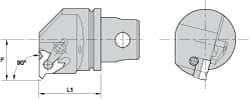 Kennametal - Insert Style LT 16ER, 35mm Head Length, Left Hand Cut, External Modular Threading Cutting Unit Head - System Size KM32, 22mm Center to Cutting Edge, Series LT Threading - Apex Tool & Supply