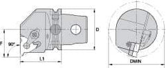 Kennametal - Insert Style LT 22NL, 60mm Head Length, Left Hand Cut, Internal Modular Threading Cutting Unit Head - System Size KM63, 43mm Center to Cutting Edge, Series LT Threading - Apex Tool & Supply