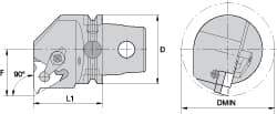 Kennametal - Insert Style LT 22NR, 60mm Head Length, Right Hand Cut, Internal Modular Threading Cutting Unit Head - System Size KM63, 43mm Center to Cutting Edge, Series LT Threading - Apex Tool & Supply