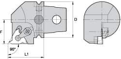 Kennametal - Insert Style LT 16EL, 60mm Head Length, Left Hand Cut, External Modular Threading Cutting Unit Head - System Size KM63, 43mm Center to Cutting Edge, Series LT Threading - Apex Tool & Supply