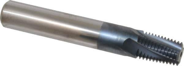 Carmex - 1/2-14 to 3/4-14 NPT, 0.61" Cutting Diam, 4 Flute, Solid Carbide Helical Flute Thread Mill - Internal/External Thread, 0.89" LOC, 4" OAL, 5/8" Shank Diam - Apex Tool & Supply