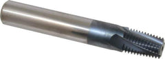 Carmex - 1/2-14 to 3/4-14 NPT, 0.61" Cutting Diam, 4 Flute, Solid Carbide Helical Flute Thread Mill - Internal/External Thread, 0.89" LOC, 4" OAL, 5/8" Shank Diam - Apex Tool & Supply