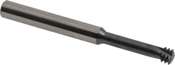 Carmex - M8x1.25 Metric Coarse, 0.234" Cutting Diam, 3 Flute, Solid Carbide Helical Flute Thread Mill - Internal Thread, 0.94" LOC, 2-1/2" OAL, 1/4" Shank Diam - Apex Tool & Supply
