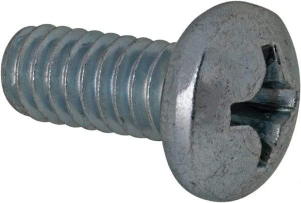 Value Collection - #12-24 UNC, 1/2" Length Under Head Phillips Drive Machine Screw - Pan Head, Grade 2 Steel, Zinc-Plated Finish, Without Washer - Apex Tool & Supply