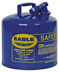 Eagle - 5 Gal Galvanized Steel Type I Safety Can - 13-1/2" High x 12-1/2" Diam, Blue - Apex Tool & Supply