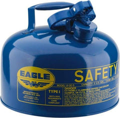 Eagle - 2 Gal Galvanized Steel Type I Safety Can - 9-1/2" High x 11-1/4" Diam, Blue - Apex Tool & Supply