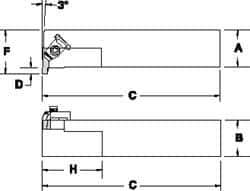 Tool-Flo - External Thread, Right Hand Cut, 1-1/4" Shank Width x 1-1/4" Shank Height Indexable Threading Toolholder - 6" OAL, FL 3L Insert Compatibility, FLE Toolholder, Series FLER - Apex Tool & Supply