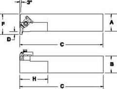 Tool-Flo - External Thread, Right Hand Cut, 3/4" Shank Width x 3/4" Shank Height Indexable Threading Toolholder - 4-1/2" OAL, FL 2L Insert Compatibility, FLE Toolholder, Series FLER - Apex Tool & Supply