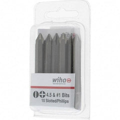 Wiha - 1/4" Drive, #1 Reversible Phillips/Slotted Screwdriver Bit - 2-3/8" OAL - Apex Tool & Supply