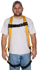 Miller - 400 Lb Capacity, Size Universal, Full Body Construction Safety Harness - Polyester, Mating Leg Strap, Mating Chest Strap, Yellow/Black - Apex Tool & Supply