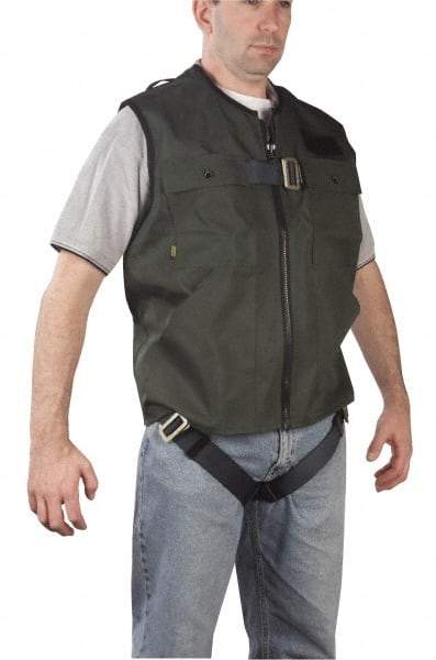 Gemtor - 350 Lb Capacity, Size XL, Full Body Vest Safety Harness - Polyester, Quick Connect Leg Strap, Quick Connect Chest Strap, Green - Apex Tool & Supply