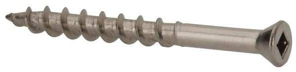 Value Collection - #7 Flat Head, Square Drive Stainless Steel Deck Screw - 1-5/8" OAL, Grade 305, Type 17 Point - Apex Tool & Supply