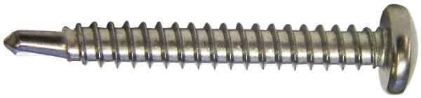 Value Collection - #12, Pan Head, Phillips Drive, 1-1/4" Length Under Head, #3 Point, Self Drilling Screw - Grade 410 Stainless Steel - Apex Tool & Supply