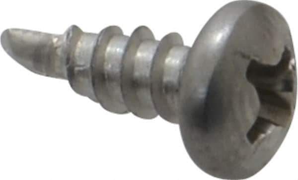 Value Collection - #6, Pan Head, Phillips Drive, 3/8" Length Under Head, #2 Point, Self Drilling Screw - Grade 410 Stainless Steel - Apex Tool & Supply