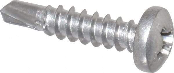 Value Collection - #6, Pan Head, Phillips Drive, 5/8" Length Under Head, #2 Point, Self Drilling Screw - Grade 410 Stainless Steel - Apex Tool & Supply