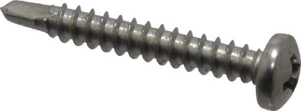 Value Collection - #6, Pan Head, Phillips Drive, 1" Length Under Head, #2 Point, Self Drilling Screw - Grade 410 Stainless Steel - Apex Tool & Supply