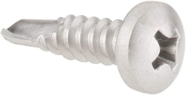 Value Collection - #10, Pan Head, Phillips Drive, 3/4" Length Under Head, #3 Point, Self Drilling Screw - Grade 410 Stainless Steel - Apex Tool & Supply