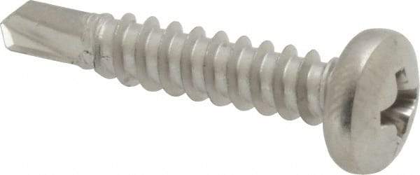 Value Collection - #10, Pan Head, Phillips Drive, 1" Length Under Head, #3 Point, Self Drilling Screw - Grade 410 Stainless Steel - Apex Tool & Supply