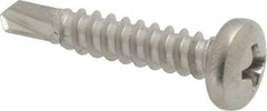 Value Collection - #10, Pan Head, Phillips Drive, 1" Length Under Head, #3 Point, Self Drilling Screw - Grade 410 Stainless Steel - Apex Tool & Supply