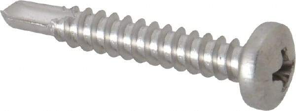 Value Collection - #10, Pan Head, Phillips Drive, 1-1/4" Length Under Head, #3 Point, Self Drilling Screw - Grade 410 Stainless Steel - Apex Tool & Supply