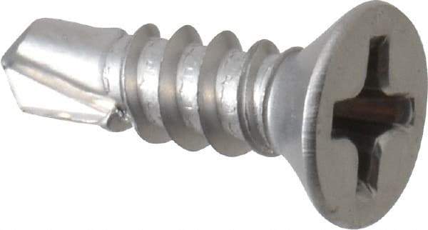 Value Collection - #6, Flat Head, Phillips Drive, 1/2" OAL, #2 Point, Self Drilling Screw - Grade 410 Stainless Steel - Apex Tool & Supply