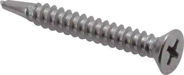 Value Collection - #10, Flat Head, Phillips Drive, 1-1/2" OAL, #3 Point, Self Drilling Screw - Grade 410 Stainless Steel - Apex Tool & Supply