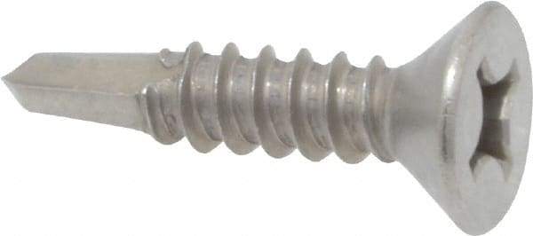 Value Collection - #12, Flat Head, Phillips Drive, 1" OAL, #3 Point, Self Drilling Screw - Grade 410 Stainless Steel - Apex Tool & Supply