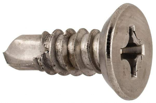 Value Collection - #14, Flat Head, Phillips Drive, 3/4" OAL, #3 Point, Self Drilling Screw - Grade 410 Stainless Steel - Apex Tool & Supply