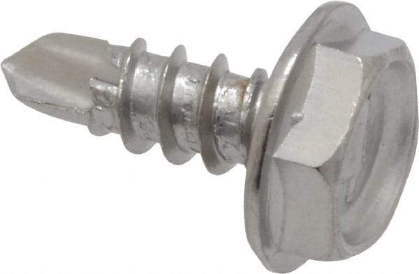 Value Collection - #6, Hex Washer Head, Hex Drive, 3/8" Length Under Head, #2 Point, Self Drilling Screw - Grade 410 Stainless Steel - Apex Tool & Supply