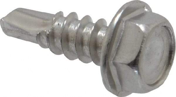 Value Collection - #8, Hex Washer Head, Hex Drive, 1/2" Length Under Head, #2 Point, Self Drilling Screw - Grade 410 Stainless Steel - Apex Tool & Supply