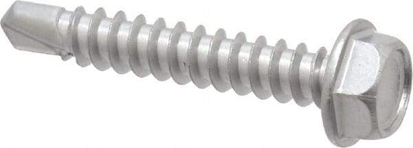 Value Collection - #8, Hex Washer Head, Hex Drive, 1" Length Under Head, #2 Point, Self Drilling Screw - Grade 410 Stainless Steel - Apex Tool & Supply