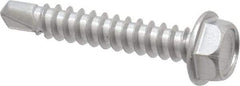 Value Collection - #8, Hex Washer Head, Hex Drive, 1" Length Under Head, #2 Point, Self Drilling Screw - Grade 410 Stainless Steel - Apex Tool & Supply