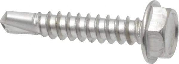 Value Collection - #10, Hex Washer Head, Hex Drive, 1" Length Under Head, #3 Point, Self Drilling Screw - Grade 410 Stainless Steel - Apex Tool & Supply