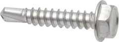 Value Collection - #10, Hex Washer Head, Hex Drive, 1" Length Under Head, #3 Point, Self Drilling Screw - Grade 410 Stainless Steel - Apex Tool & Supply