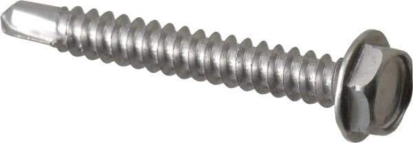 Value Collection - #10, Hex Washer Head, Hex Drive, 1-1/2" Length Under Head, #3 Point, Self Drilling Screw - Grade 410 Stainless Steel - Apex Tool & Supply