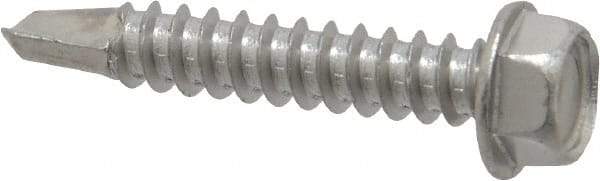 Value Collection - #12, Hex Washer Head, Hex Drive, 1-1/4" Length Under Head, #3 Point, Self Drilling Screw - Grade 410 Stainless Steel - Apex Tool & Supply