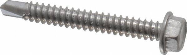 Value Collection - #14, Hex Washer Head, Hex Drive, 2" Length Under Head, #3 Point, Self Drilling Screw - Grade 410 Stainless Steel - Apex Tool & Supply