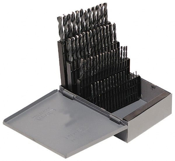Hertel - 135° Point, Oxide Finish, High Speed Steel Screw Machine Length Drill Bit Set - Apex Tool & Supply