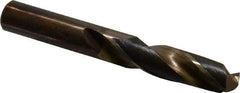 Hertel - 33/64" 135° Spiral Flute Cobalt Screw Machine Drill Bit - Bright Finish, Right Hand Cut, 2-3/8" Flute Length, 3-7/8" OAL, Split Point, Straight Shank - Apex Tool & Supply