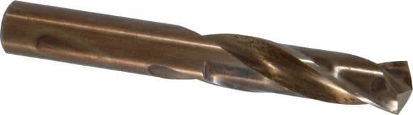 Hertel - 9/16" 135° Spiral Flute Cobalt Screw Machine Drill Bit - Bright Finish, Right Hand Cut, 2-1/2" Flute Length, 4" OAL, Split Point, Straight Shank - Apex Tool & Supply