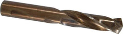 Hertel - 9/16" 135° Spiral Flute Cobalt Screw Machine Drill Bit - Bright Finish, Right Hand Cut, 2-1/2" Flute Length, 4" OAL, Split Point, Straight Shank - Apex Tool & Supply