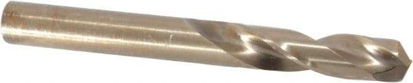 Hertel - 0.323" 135° Spiral Flute Cobalt Screw Machine Drill Bit - Bright Finish, Right Hand Cut, 1-11/16" Flute Length, 2-15/16" OAL, Split Point, Straight Shank - Apex Tool & Supply