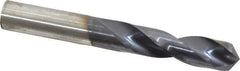 Hertel - 7/16" 135° Spiral Flute Cobalt Screw Machine Drill Bit - TiAlN Finish, Right Hand Cut, 2-1/16" Flute Length, 3-7/16" OAL, Split Point, Straight Shank - Apex Tool & Supply