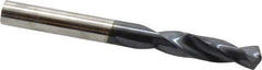 Hertel - 0.242" 135° Spiral Flute Cobalt Screw Machine Drill Bit - TiAlN Finish, Right Hand Cut, 1-3/8" Flute Length, 2-1/2" OAL, Split Point, Straight Shank - Apex Tool & Supply
