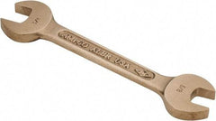 Ampco - 5/8" x 3/4" Nonsparking Open End Wrench - 6-7/8" OAL, Double End, Plain Finish, 15° Head Angle - Apex Tool & Supply
