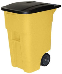 Rubbermaid - 50 Gal Yellow Rectangle Trash Can - Polyethylene, 36-1/2" High x 28-1/2" Long x 23-3/8" Wide - Apex Tool & Supply
