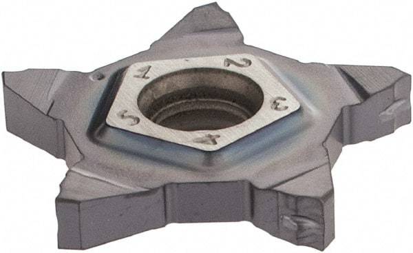 Iscar - 24N318J020PENTA J Grade IC908, 3.18mm Cutting Width Carbide Grooving Insert - 6.5mm Max Depth of Cut, Neutral, 0.2mm Corner Radius, TiAlN Finish - Apex Tool & Supply