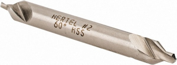 Hertel - #2 Plain Cut 60° Incl Angle High Speed Steel Combo Drill & Countersink - Apex Tool & Supply